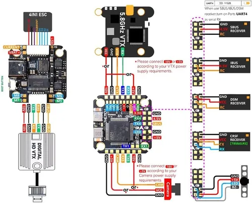 Miniatura 4 de QWinOut F405 NOXE V2 controlador de vuelo 5V 10V Dual BEC 3-6S para DIY Drone RC Quadcopter aviones
