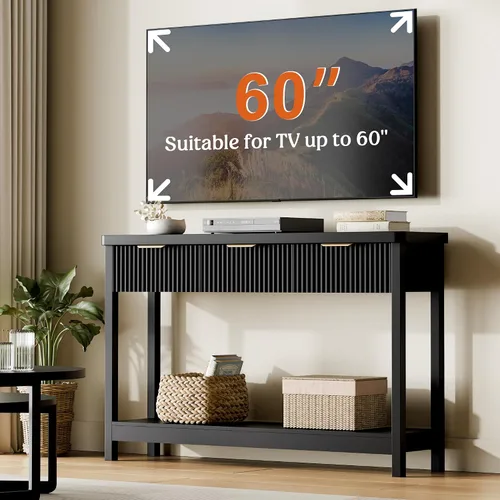 Miniatura 7 de Lulive Mesa Consola Acanalada de 51" para Entrada, Mesa de Entrada con 3 Cajones de Madera, Mesa Estilo Granja Detrás del Sofá para Sala de Estar
