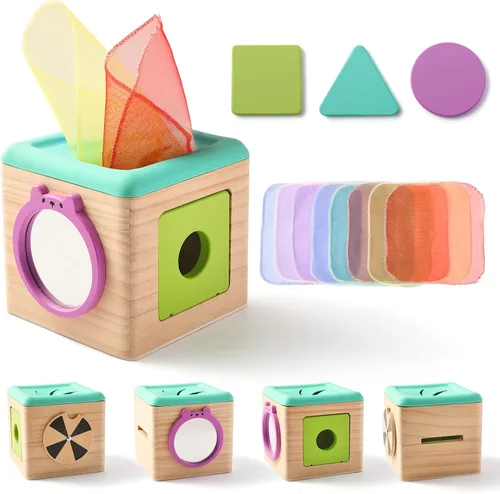 Miniatura 12 de Youuys Caja de Pañuelos de Juguete para Bebés de 6-12 Meses, Juguetes Sensoriales Montessori para Niño de 1 Año, Juguete Infantil con Pañuelos Bosque