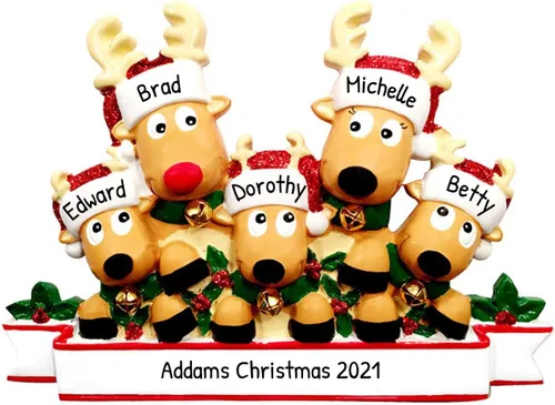 Miniatura 7 de Adorno personalizado en 3D de nuestra primera Navidad 2025 Adornos personalizados de renos para parejas, adorno de pareja de alces 2025, familia