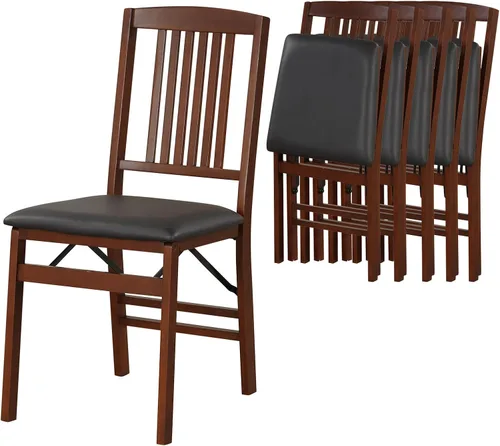 Miniatura 9 de POWERSTONE Juego de 2 sillas de comedor plegables que ahorran espacio, sillas de cocina plegables con asiento acolchado, respaldo de rejillas, marco