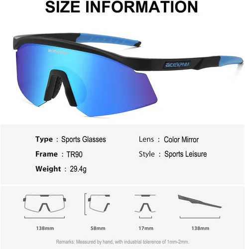 Miniatura 3 de ACEXPNM Gafas de sol para hombres y mujeres, jóvenes, deportes, ciclismo, conducción, pesca, 100% protección UV