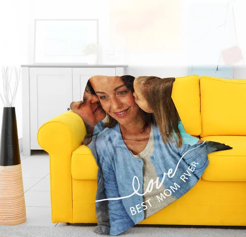 Miniatura 4 de Manta personalizada para el Día de la Madre con collage de fotos, manta personalizada con fotos para mamá, abuela, esposa regalos de hija e hijo