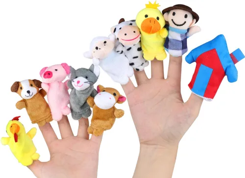 RIY 10 marionetas de dedo de tiempo de cuentos – Old Macdonald Had A Farm Marionetas educativas para cesta de Pascua