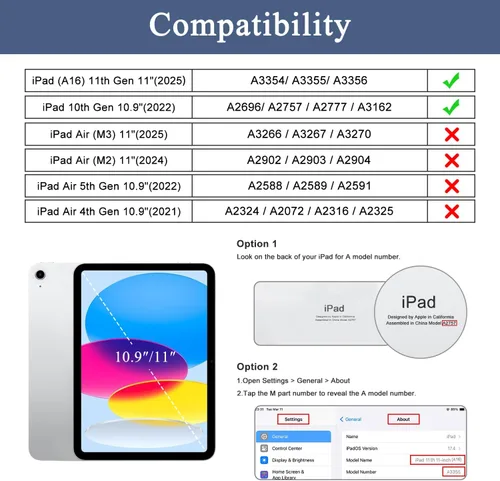 Miniatura 2 de Funda Soke para iPad (A16) de 11ª generación de 11 pulgadas 2025, iPad de 10ª generación de 10.9 pulgadas 2022, con protector de pantalla