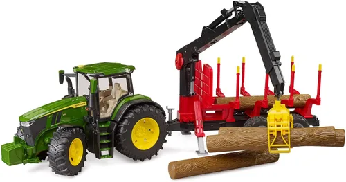 Miniatura 2 de Bruder 09829 John Deere 7R 350 con remolque forestal y 4 troncos