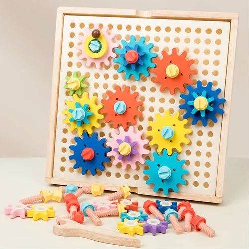 Miniatura 3 de Juego de engranajes de madera para niños, juguetes inteligentes, juegos de rompecabezas de pensamiento crítico, juegos creativos de engranajes