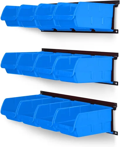 Ultrawall Contenedores de almacenamiento montados en la pared, contenedores organizadores de almacenamiento colgantes de plástico, sistema de Azul