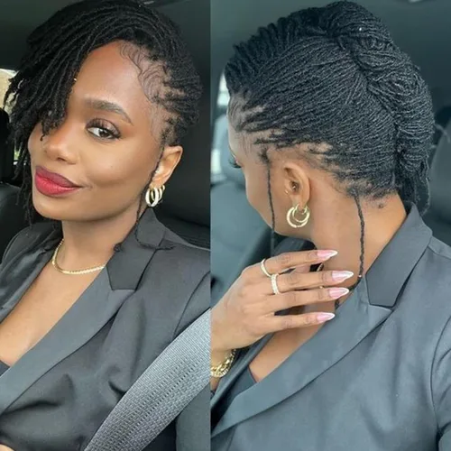 Miniatura 11 de Extensiones de cabello humano Loc de 0.2 cm de ancho, 4 pulgadas, 30 hebras, negro natural 100% completamente hechas a mano, extensiones