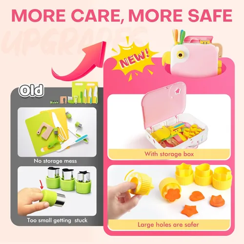 Miniatura 4 de Juego de cocina para niña pequeña con caja de almacenamiento - Juego de cocina rosa para niñas, material PP seguro, herramientas de cocina