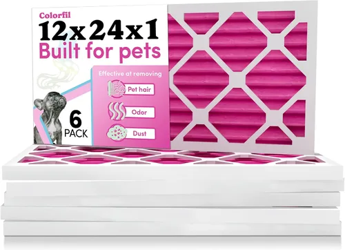 Miniatura 42 de Colorfil Filtro de aire de 14 x 20 x 1 (paquete de 4) Fabricado en los Estados Unidos Cambio de color Elimina el olor de gatos y perros MERV