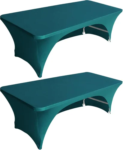 Miniatura 15 de Eurmax USA - Paquete de 2 manteles de elastano de 4 pies, ajustable en más de 30 colores de poliéster, manteles de elastano elástico, mantel de mesa