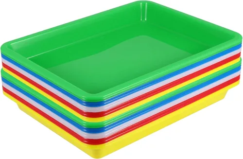 JOIKIT Paquete de 20 bandejas de plástico multicolor de 10.8 x 8.3 pulgadas, bandeja organizadora de arte y manualidades, bandeja organizadora de