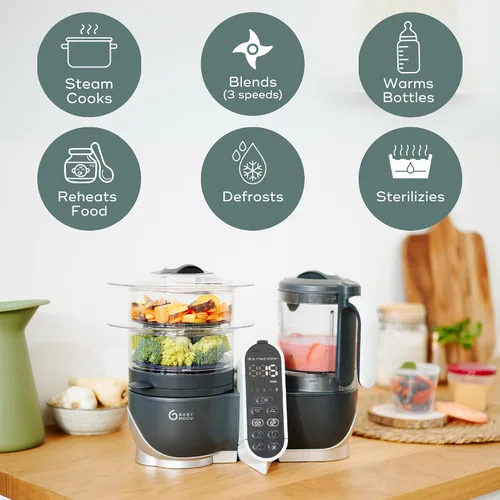 Miniatura 5 de Babymoov Duo Meal Station - Máquina de alimentos 6 en 1, procesador de alimentos con olla de vapor, licuadora de múltiples velocidades, purés