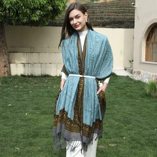 Miniatura 224 de DANA XU Manta de pashmina extragrande 100% de lana merina, bufanda de viaje, bufanda de cachemira para mujer, otoño e invierno, chal de gran