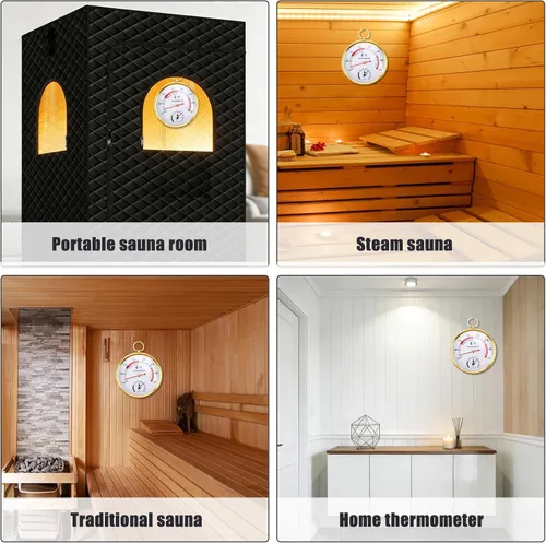 Miniatura 7 de Penitue Termómetro higrómetro de sauna, montado en la pared, medidor de temperatura y humedad 2 en 1 para sauna Fahrenheit, accesorios de sala