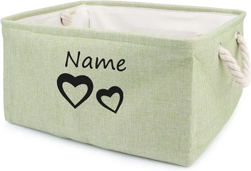 Cesta de almacenamiento de juguetes para perros, plegable, personalizable con diseño de nombre de mascota, organizador para juguetes de perros, F
