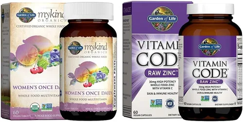 Garden of Life Paquete de suplemento multivitamínico y zinc para mujer (2 artículos)