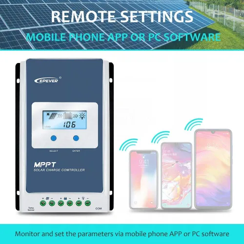 Miniatura 5 de EPEVER Controlador de carga solar de 30 A, controlador de carga de panel solar MPPT, controlador de carga de 12 V/24 V, trabajo automático, máximo