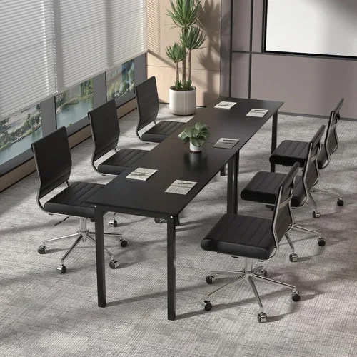 Miniatura 8 de Okeysen Silla de escritorio de oficina sin brazos, Silla giratoria ergonómica de sala de conferencias con respaldo medio, altura ajustable, silla