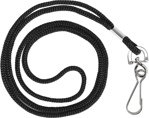 Miniatura 7 de HOSL Cordones de nailon negro, paquete de 100 cordones a granel para tarjetas de identificación de oficina con gancho giratorio