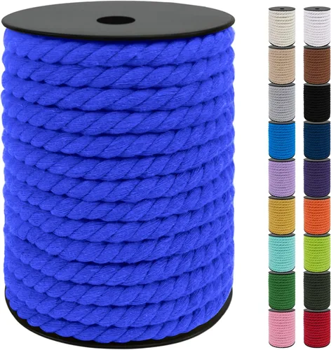 Miniatura 40 de JeogYong Cordón de macramé de 8mm, cuerda de lana de macramé de algodón natural de 131 pies, cordón de algodón trenzado de 3 hebras, hilo de macramé