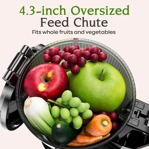 Miniatura 5 de Anybear Cold Press Juicer 200W Masticating Slow Juicer 4.3" Large Feed Chute Fit Whole Fruits Vegetables Upgraded Auger Tritan Material BPA