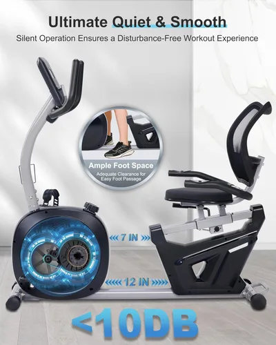 Miniatura 2 de Bicicleta estática reclinada para personas mayores: bicicletas reclinadas de capacidad de peso de 400 libras con asiento cómodo, sensor de pulso