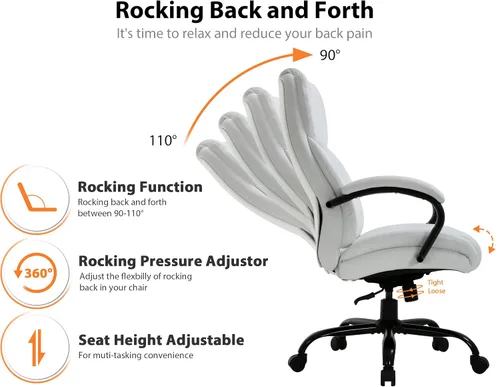 Miniatura 4 de Silla de oficina grande y alta, silla de oficina de masaje ejecutivo de 500 libras, escritorio de computadora de altura ajustable, silla de trabajo