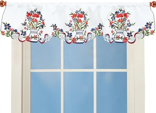 Miniatura 18 de Cenefa de Cortina de Ventana de Cocina con Bolsillo para Barra Bordada de Bastón de Caramelo de Navidad y Fiestas A 58 × L 14 Pulgadas