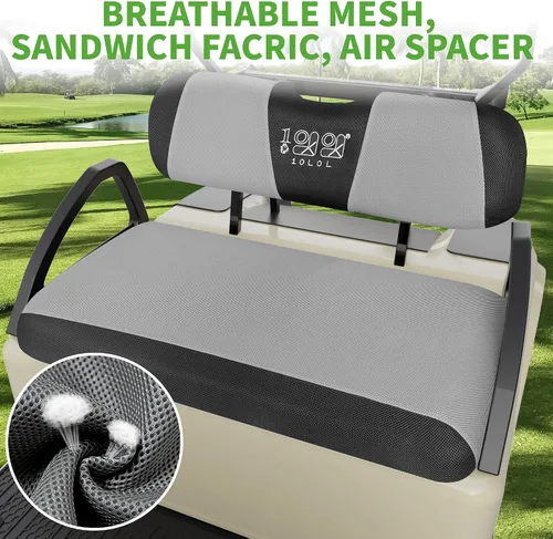 Miniatura 3 de 10L0L Golf Cart Seat Covers, Super Comfort Cooler Than Vinyl Seat Cover, Front and Rear Seat Cover for Yamaha EZGO Club Car, No Drilling Breathable