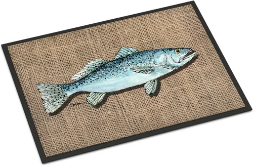 Caroline's Treasures 8737MAT - Felpudo de trucha moteada con peces de 18 x 27 pulgadas, para interiores y exteriores, para entrada, antideslizante,