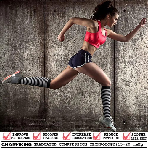 Miniatura 34 de CHARMKING - Calcetines de compresión para mujeres y hombres (3 pares), 15-20 mm Hg, el mejor apoyo para atletismo, running o ciclismo, mejora