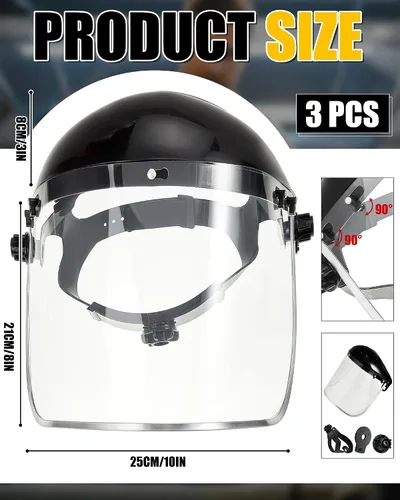 Miniatura 3 de Copkim Paquete de 3 Protectores Faciales Super Seguros para Rectificado. Protector Facial Transparente para Rectificado y Corte. Resistente a