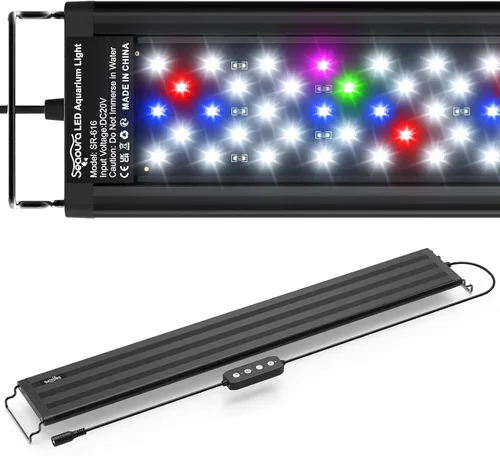 Miniatura 11 de SEAOURA - Lámpara LED para acuario de plantas - Luz de tanque de peces de espectro completo con temporizador, encendido/apagado automático, 12-18