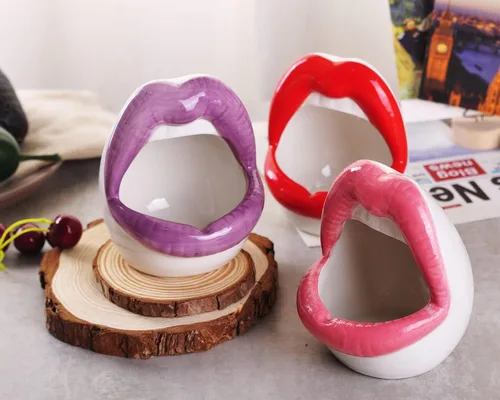 Miniatura 6 de WHJY Maceta de labios atractivos, maceta suculenta de cerámica - rosa