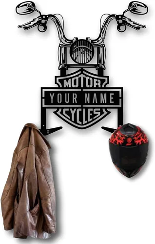 Soporte Personalizado de Pared para Casco de Moto en Metal, Soporte Personalizado para Motociclista, Soporte para Chaqueta, Decoración Única en