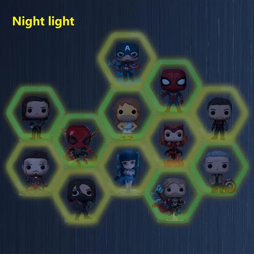 Miniatura 3 de LRANFOW 12 juegos de estantes de exhibición para Funko Pop o otras figuras Pop, montado en la pared con luz nocturna