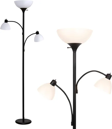 Brightech Sky Dome Lámpara de pie doble LED, lámpara de pie Torchiere súper brillante con 2 lámparas de lectura para salas de estar y oficinas -