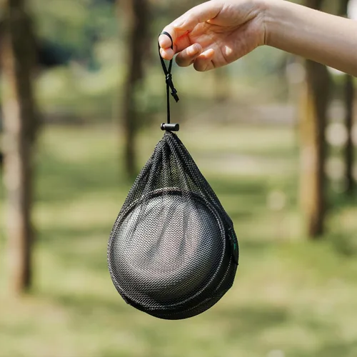 Miniatura 12 de iBasingo Juego de 3 piezas de ollas de titanio para acampar con mango plegable, juegos de ollas de cocina para campamento al aire libre