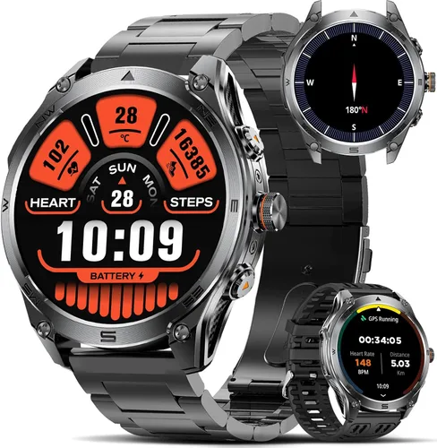 Miniatura 3 de Reloj inteligente, pantalla redonda AMOLED de 1.75 pulgadas, impermeable IP68, oxígeno en sangre real y frecuencia cardíaca, batería de cobalto puro