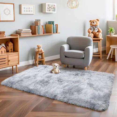 Miniatura 79 de KCHOWUA Alfombras Esponjosas y Peludas de Unicornio para Dormitorio de Niñas, 3x5 pies Lavable Antideslizante Alfombra de Área Shag Peluda para Sala