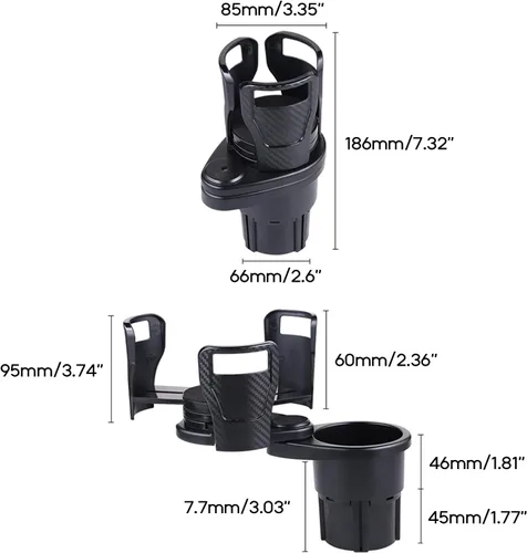 Miniatura 8 de Car Cup Holder Expander Adapter 2 in 1 Multifunctional 2 Cup Mount Extender 360 Rotating Bottles Drink Holder Car Gadget