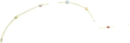Miniatura 4 de Sophia Fine Jewelry Tobillera multicolor de 10 pulgadas, cadena de oro amarillo de 14 quilates con cierre de langosta, Gema