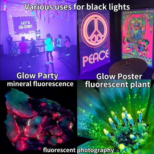 Miniatura 5 de Luz de inundación de luces negras de 60 W, luz negra con enchufe e interruptor para fiesta brillante, gran espacio, luces LED negras impermeables