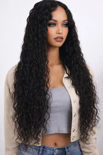 Miniatura 28 de Peluca de cabello humano con encaje frontal en T de 13 x 4 pulgadas, peluca de encaje HD rizado profundo sin pegamento, línea de cabello