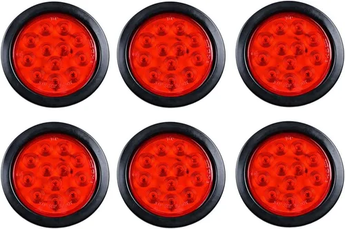 Miniatura 29 de Astra Depot Luz trasera redonda roja de 4 pulgadas, 12 luces LED para remolque, impermeable, lámpara trasera de freno con juntas de goma con ojales