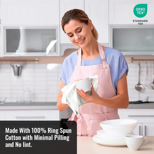 Miniatura 6 de ROYALE LINENS Paquete de 12 toallas de cocina blancas de 28 x 28 pulgadas, 100 % algodón, a prueba de pan, colado de queso, hornear, limpieza, Blanco