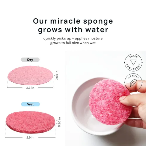 Miniatura 2 de AOA Studio 50 esponjas faciales comprimidas, esponjas cosméticas 100% naturales para limpieza facial, mascarilla exfoliante, quitar para maquillaje