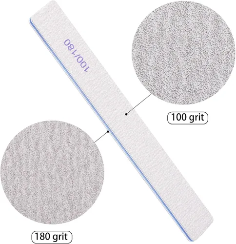 Miniatura 2 de 25 limas de uñas rectangulares de grano 100/180, limas para uñas, tableros de esmeril de doble cara para uñas acrílicas y uñas naturales